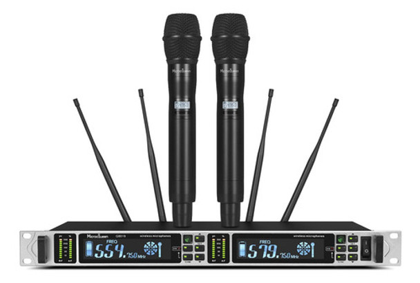 Sistema De Micrfono Inalmbrico Uhf, Doble Canal Con 2 Micrfo 0