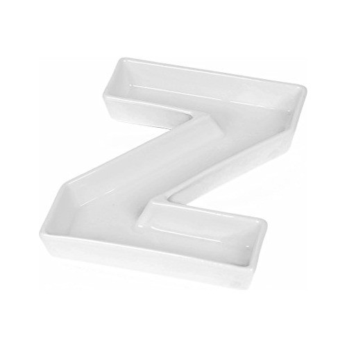 Plato Decorativo Ceramica Blanca Letra Z 0