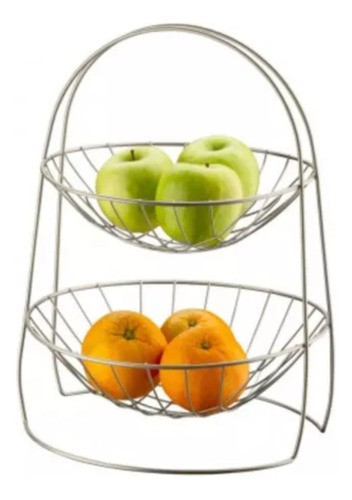 Frutero Centro De Mesa Acero Inoxidable Dos Niveles 0
