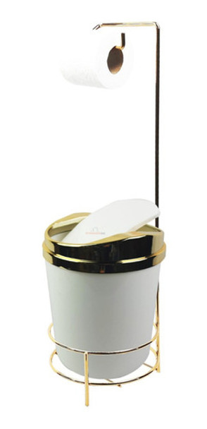 Suporte Porta Papel Hig Papeleira Lixeira Basculante Dourado 0 Suporte Porta Papel Hig Papeleira Lixeira Basculante Dourado 0