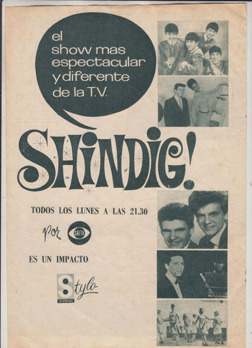 1965 Publicidad Del Programa Musical Shindig Uruguay Beatles 0