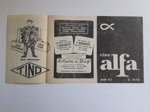 Antiguo Programa Del Cine Alfa - Los Días Que Me Diste 0