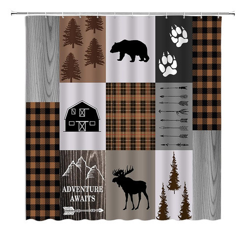 Cabaña Rústica Oso Cortina De Ducha Moose Country Lodge Camp 0