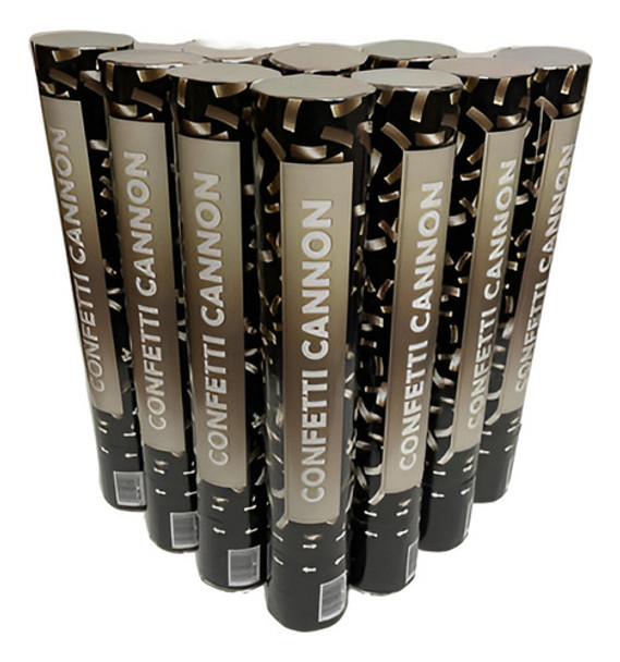 10 Unidades Lança Confete Metalizado Retangular Prata 30cm 0