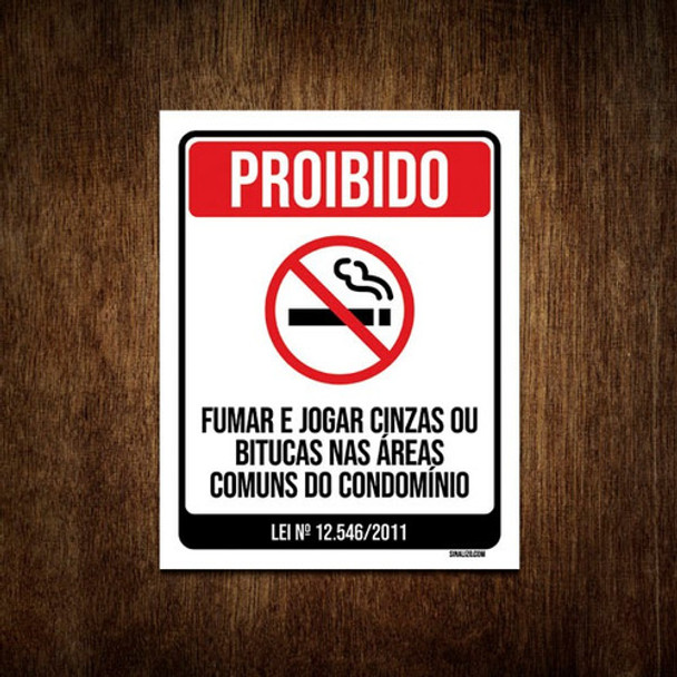 Placa De Sinalização - Proibido Fumar No Condomínio 18x23 0