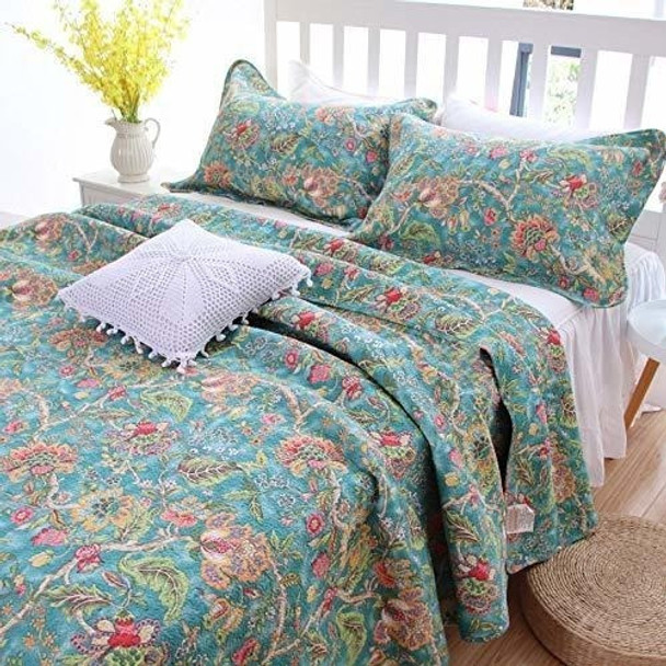 Kolachic 3 Piezas American Country Cottage Verde Floral Colc 0