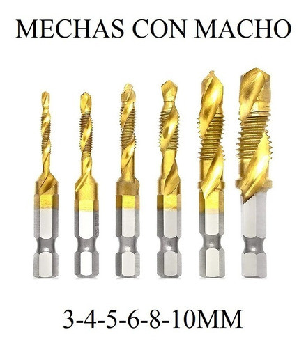 Juego De Mechas De Titanio Con Macho Para Hacer Roscas R4 0