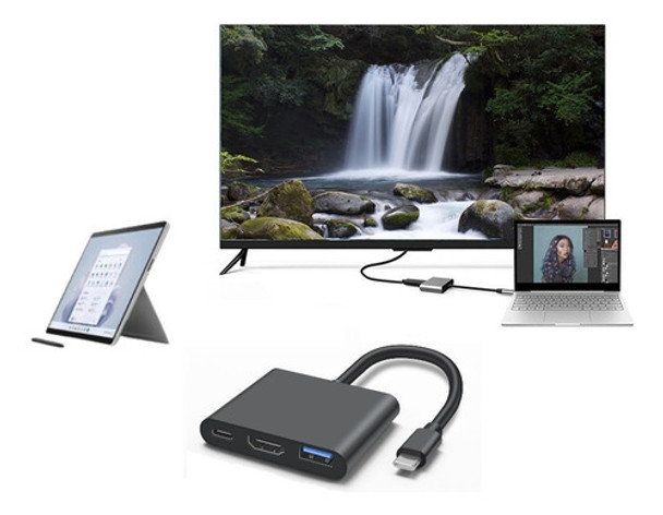 Adaptador Com Saida Hdmi Compativel Com Surface Dock 0