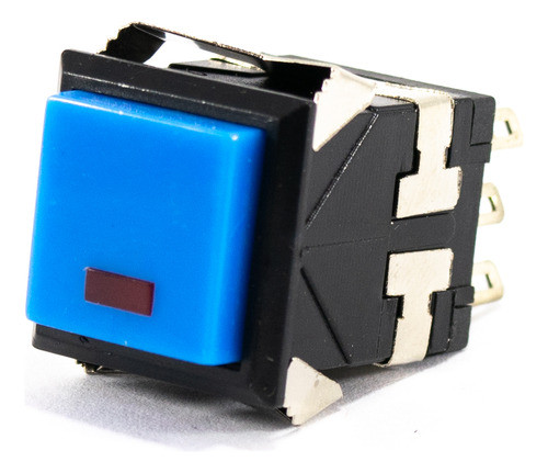 3 Interruptores Pulsador Cuadrado 19mm Azul Led Rojo 0