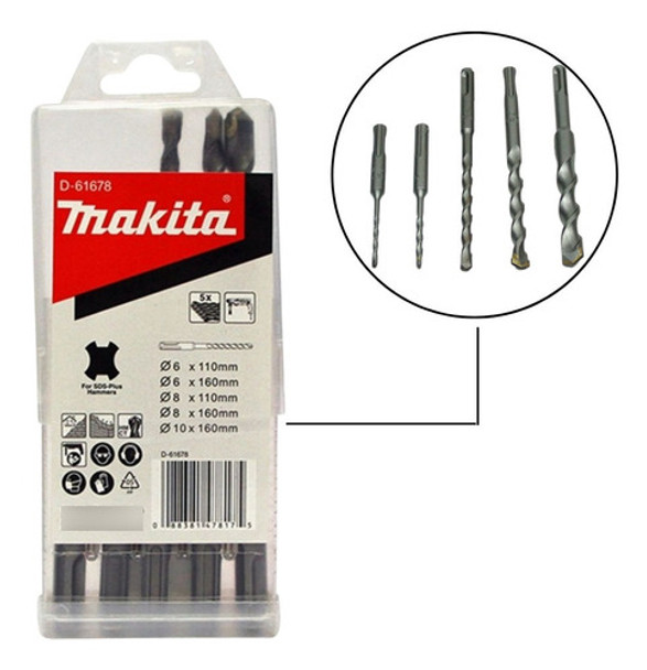 Jogo De Brocas Concreto Sds Plus 6 A 10 Mm C/ 5pçs Makita 0