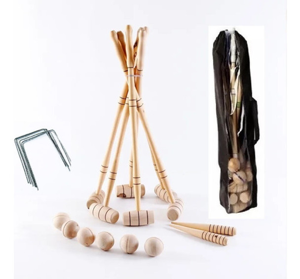 Juego Croquet Madera Natural 6 Palos + Arcos + Bolso Baum 0 Juego Croquet Madera Natural 6 Palos + Arcos + Bolso Baum 0