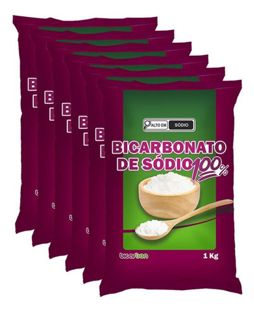 Kit 6x: Bicarbonato De Sódio Bicarbon 1kg 0 Kit 6x: Bicarbonato De Sódio Bicarbon 1kg 0