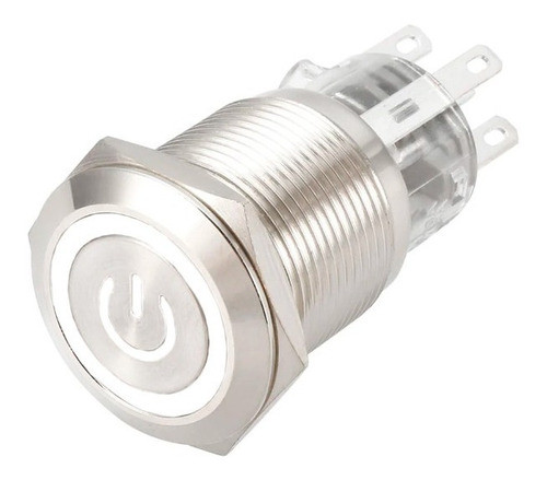 Boton Pulsador De Metal Momentáneo Led C/ Logo - 16mm Blanco 0