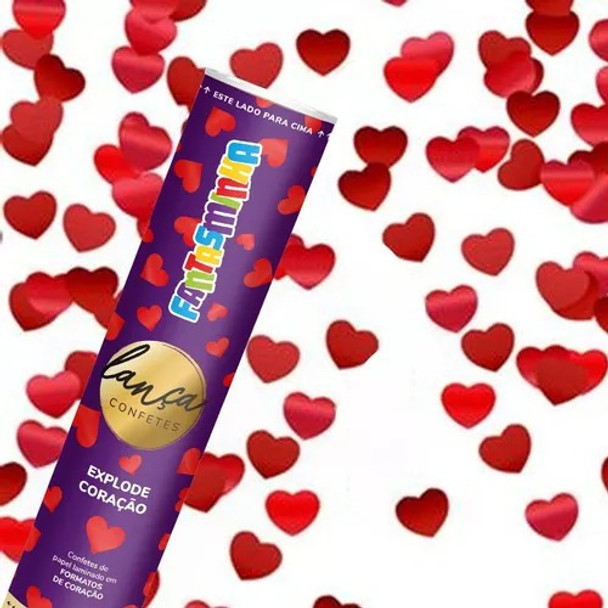 Kit Com 5 Lança Confetes Formato Coração 30 Cm 0