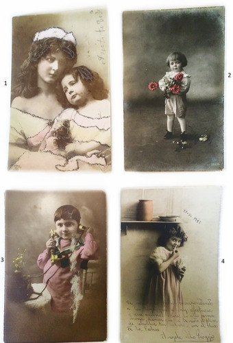 Postal Antigua De Niño Pintada Y C/ Manuscrito 1908/25 0