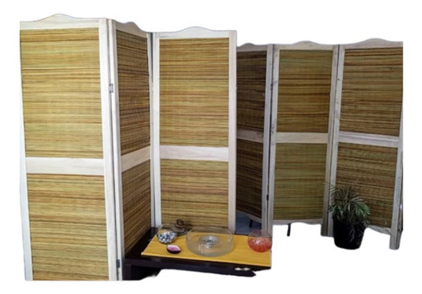 Biombo Junco Y Madera Todo X 3 Hojas (1.80 Alto  X 0.45 Anc) 0