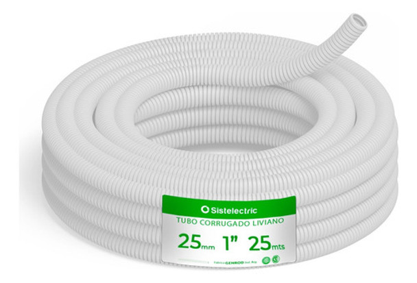 Caño Corrugado Blanco 1 Pulgada Genrod X 25mts Iram Pack X5 0