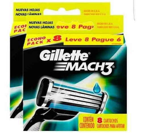 Gillette Mach3 Dois Refis Com 8 (16 Unidades No Total) 0