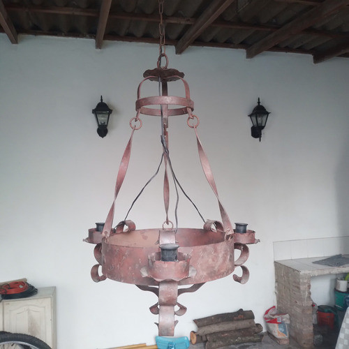 Araña Antigua De Hierro Forjado 0