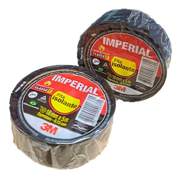 Kit 2 Rolos Fita Isolante 3m Imperial 18mm X 5 Metros Preta 0