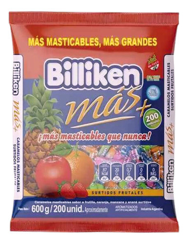 Bolsa De Caramelos Billiken Mas+ Frutal Surtidos Masticables 0