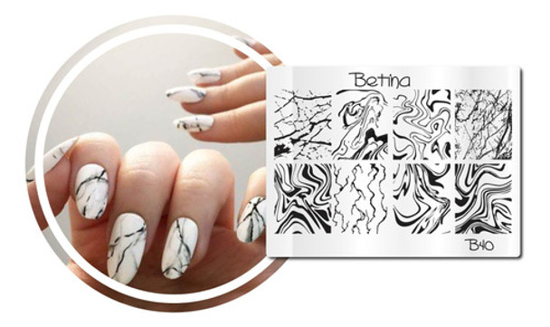 Placa Para Carimbos De Decoração De Unhas B40 Marmorizado. 0 Placa Para Carimbos De Decoração De Unhas B40 Marmorizado. 0