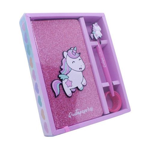 Cuaderno  Regla Boligrafo Unicornio  Quiapesares Set Regalo 0
