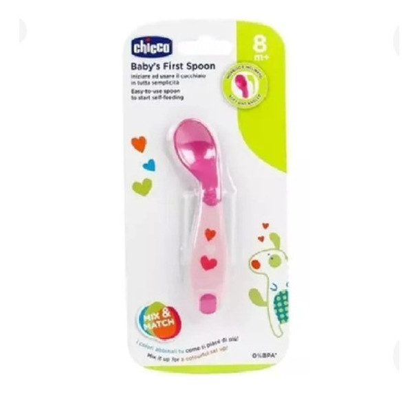 Cuchara Babys First Spoon Chicco 8 Meses + Color Rosa 0 Cuchara Babys First Spoon Chicco 8 Meses + Color Rosa 0