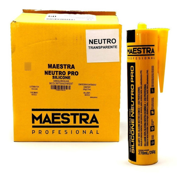 Sellador Silicona Maestra Neutro Transparente 270ml X12 Unid 0 Sellador Silicona Maestra Neutro Transparente 270ml X12 Unid 0