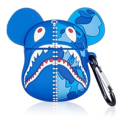 Capa Compatível AirPods 1/2 Silicone Mickey Bape Azul 0