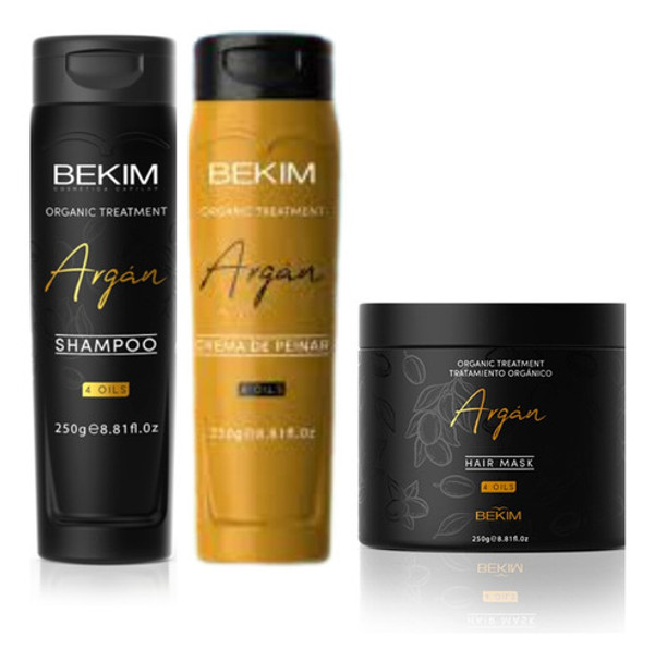 Crema De Peinar + Shampoo + Mascara Argan X 250 Ml Bekim 0