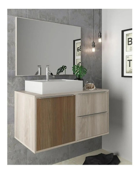 Juego De Baño - Mueble Aereo - Cajones Puerta Bacha Espejo 0