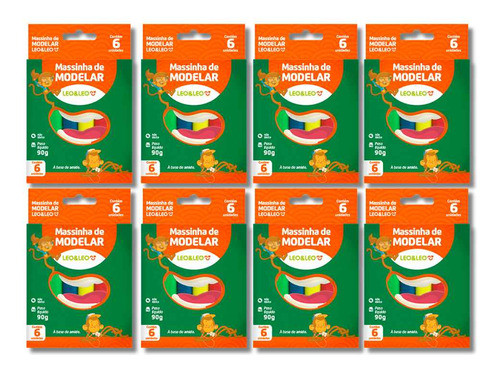 Kit 8 Massinha Massa De Modelar 90g 6 Cores Amido  Leo E Leo 0