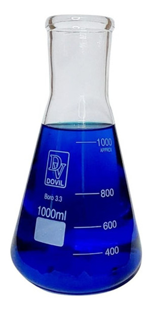 Erlenmeyer De Vidro Boca Larga Graduado De 1000ml 0