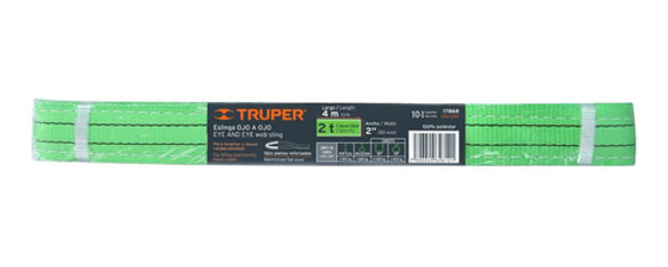 Faja Eslinga 4 Metros Carga Vertical 2000 Kg Truper Esli-204 0