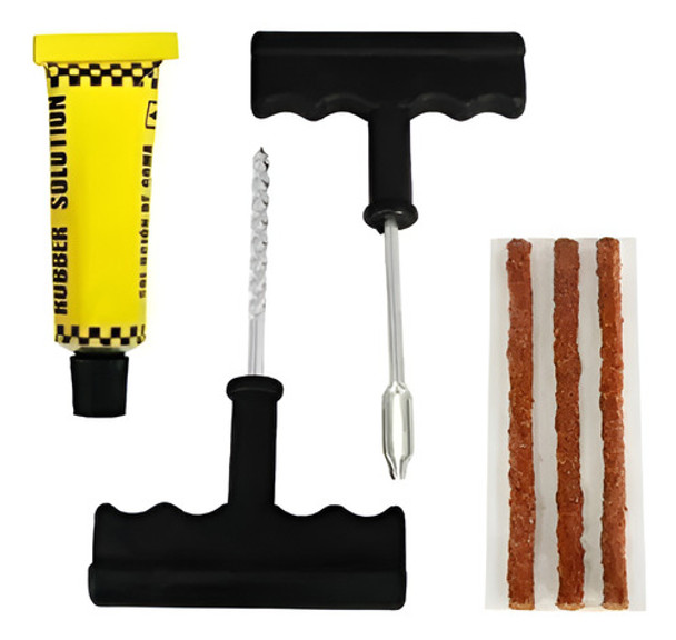 Kit Reparo Furos Pneu Sem Câmara Escareador Remendo E Cola 0