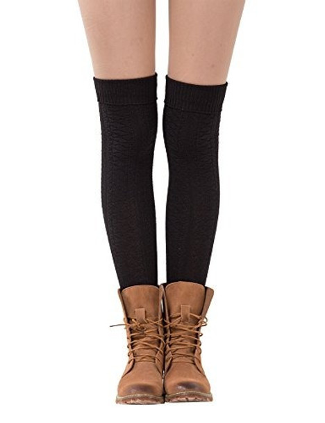 Dimore Womens Knit Algodón Muslo Grueso Alta Calcetines Sobr 0