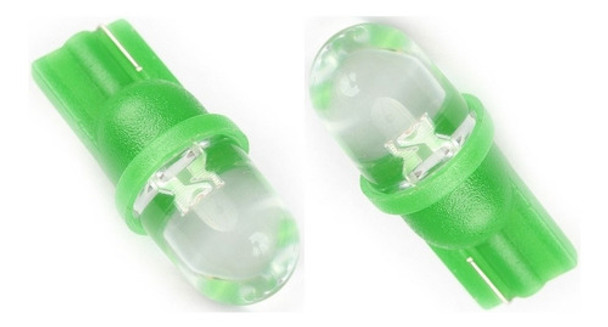 2 Lámparas Led Alto Brillo T10 W5w Convexo Verde 0