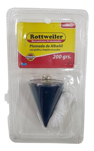 Plomada De Albañil 200g Piolín Y Chapita Escuadra Rottweiler 0