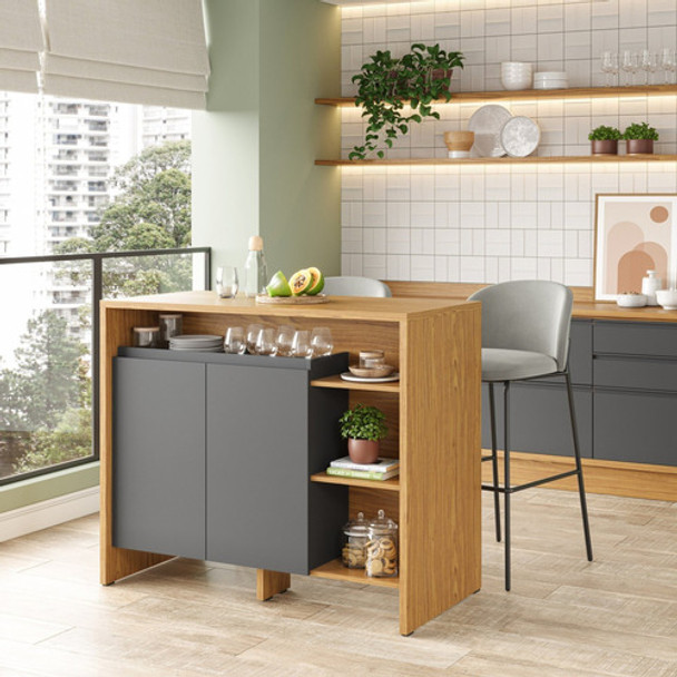 Ilha Gourmet 120cm 2 Portas Tampo Pintura Uv Itatiaia Wt 0