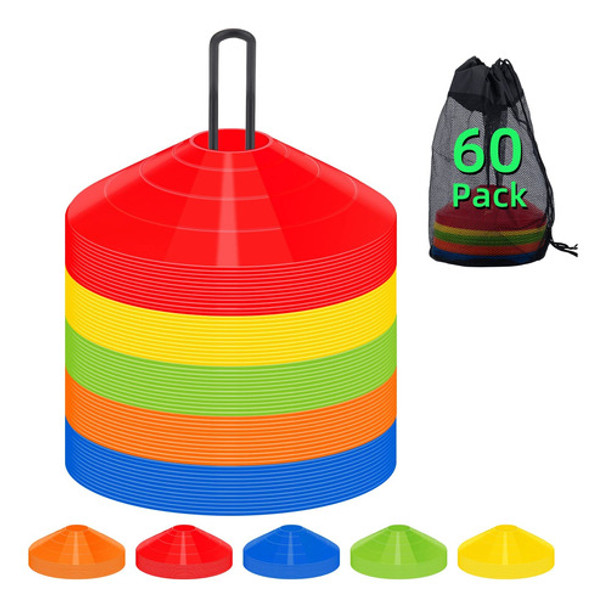 Conos Plasticos De Entrenamiento 60u 5colores 0
