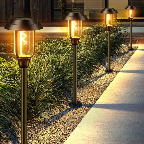 Letmy Solar Pathway Lights Outdoor, Paquete De 8 Luces Solar 0