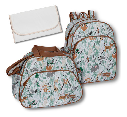 Kit Bolsa Bebê Mochila Trocador Safari 3 Peças Reforçada 0