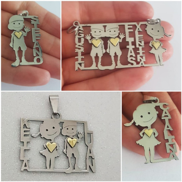 Dijes Nenes Con Nombre Con Cadena En Acero 0