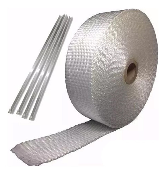 Fita Termotape Branca, Escapamento 10 Metros + 04 Zip Tie 0