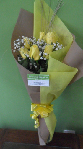 Ramo De 6 Rosas Amarillas Envio Gratis Floreria Foto Real 0