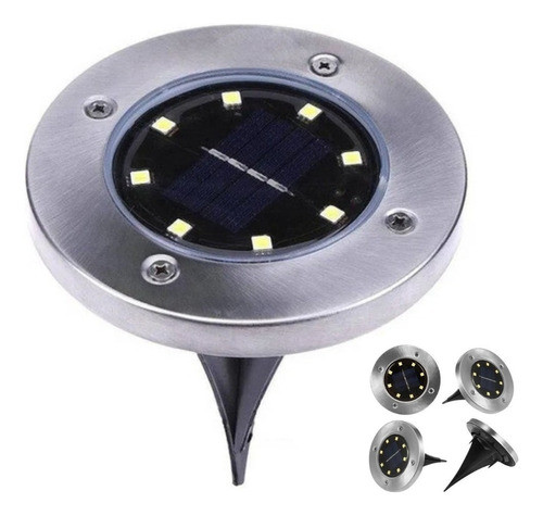 Foco Luz Solar Para Jardin Piso Embutir 8 Led 0