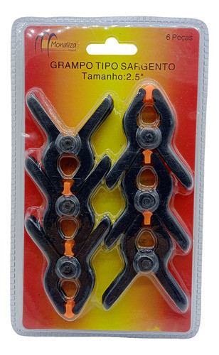 Kit 6 Grampo Tipo Sargento Marceneiro Multiuso 2,5 Polegadas 0