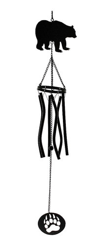 Diseños Distintivos Black Bear Wind Chime Con Tubos De Metal 0
