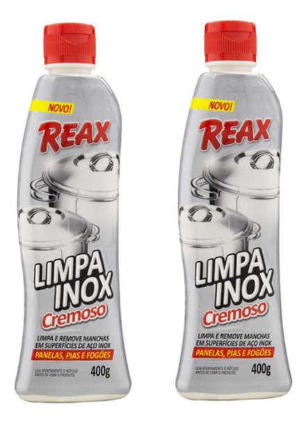 Kit 2 Limpa Inox Cremoso 400g Reax Remove Mancha Panela Pia 0